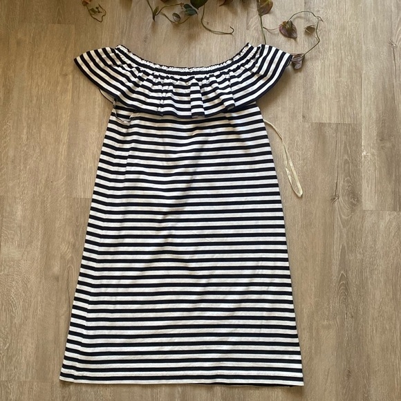 Kate Spade Broome Street Ruffle Off The Shoulder Striped Shift Dress EUC S - Picture 3 of 7
